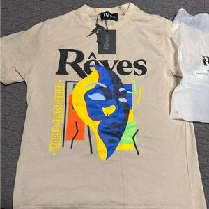 Reves Paris heavyweight Beige Graphic T-Shirt for Men